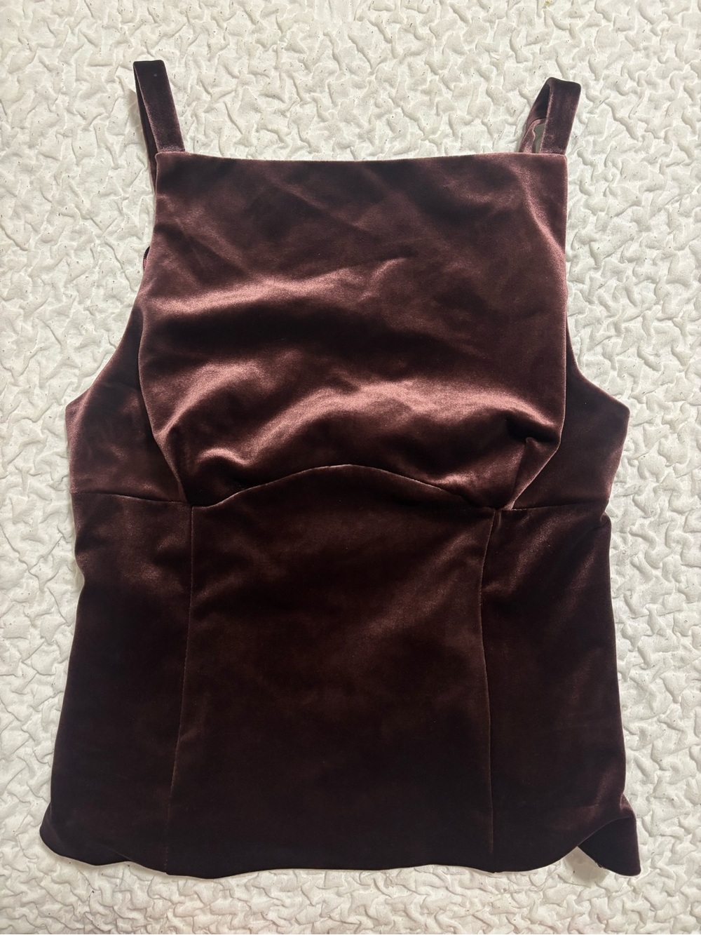 Zara Velvet Square Neck Cami in Deep Chocolate Brown